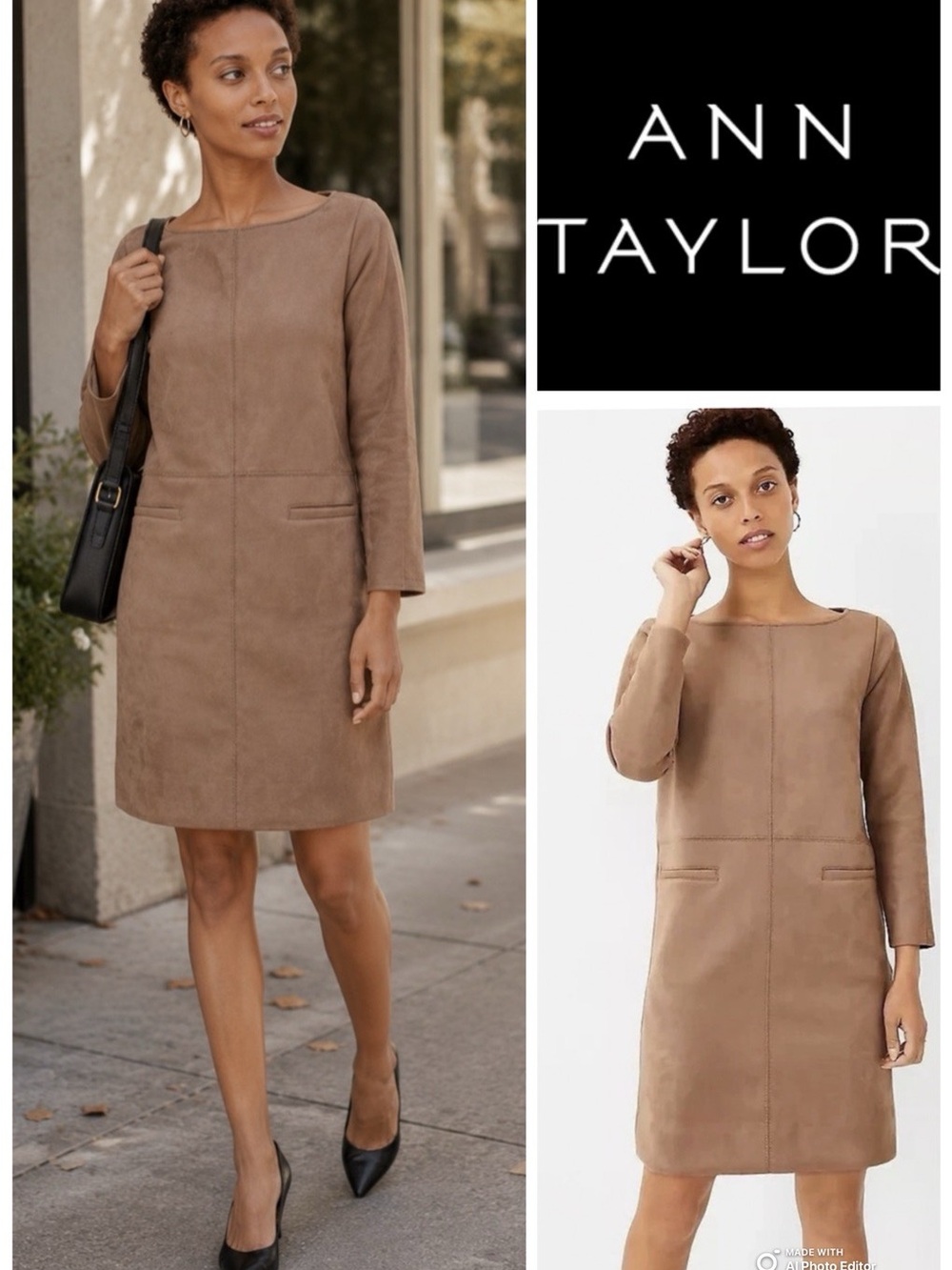 NWT Ann Taylor Faux Suede Sheath Dress — Size 10